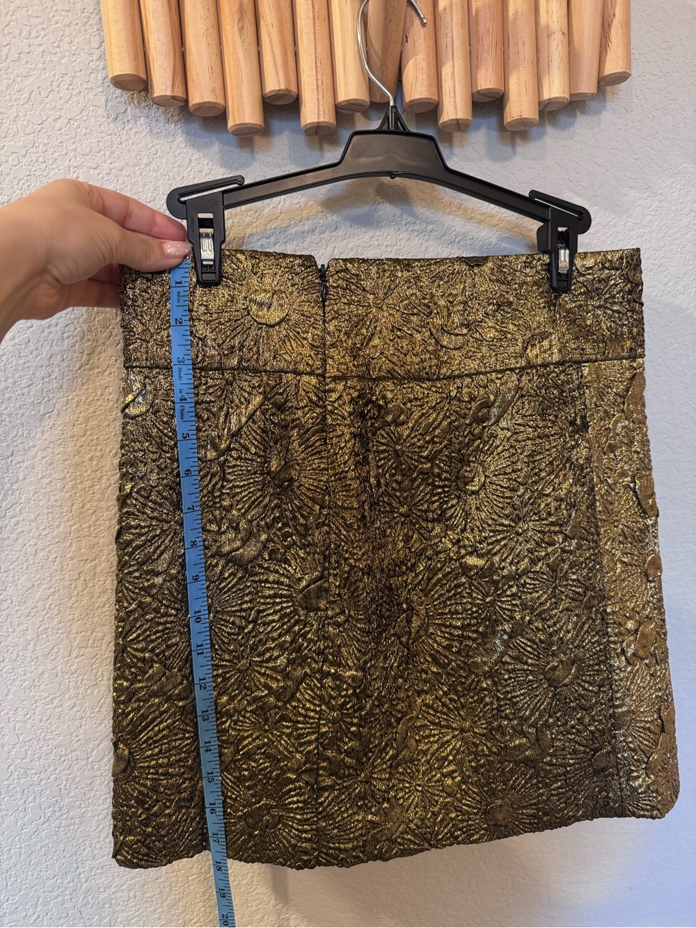NWT Gold Metallic Floral Jacquard Mini Skirt with Statement Bow | Party Holiday - Picture 6 of 12